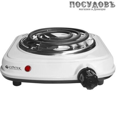 Centek CT-1500 плита электрическая, 1-конфорочная, 1000 Вт, эмалированное покрытие, цвет белый