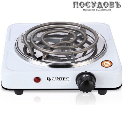 Centek CT-1508 плита электрическая, 1-конфорочная, 1000 Вт, эмалированное покрытие, цвет белый