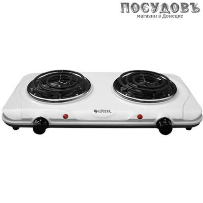 Centek CT-1501 плита электрическая, 2-конфорочная, 2000 Вт, эмалированное покрытие, цвет белый