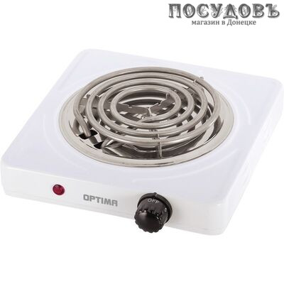 Optima SP-1015 плита электрическая, 1-конфорочная, 1500 Вт, эмалированное покрытие, цвет белый
