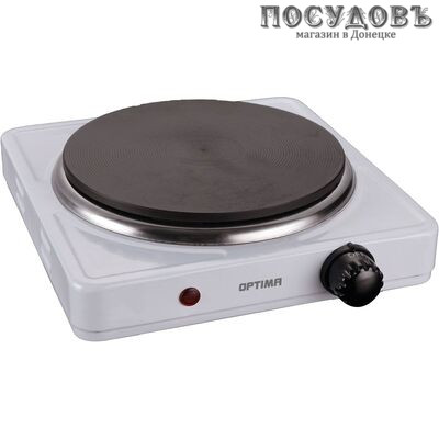 Optima НP-1015W плита электрическая, 1-конфорочная, 1500 Вт, эмалированное покрытие, цвет белый