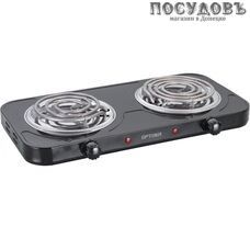 Optima SP-2025B плита электрическая, 2-конфорочная, 2500 Вт, эмалированное покрытие, цвет черный