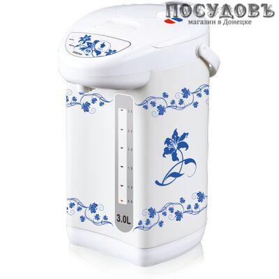 Centek CT-0070-2 термопот 3,0 л, 750 Вт, корпус: сталь, цвет белый с синим узором