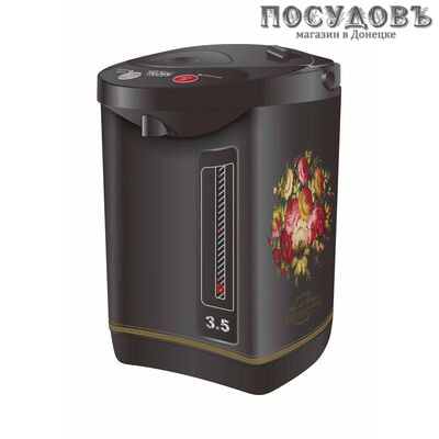 WillMark Хохлома WAP-383CKH термопот 3,5 л, 800 Вт, корпус: сталь, цвет черный с рисунком