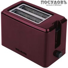 WillMark WTS-752P тостер на 2 шт, 750 Вт, цвет бордовый