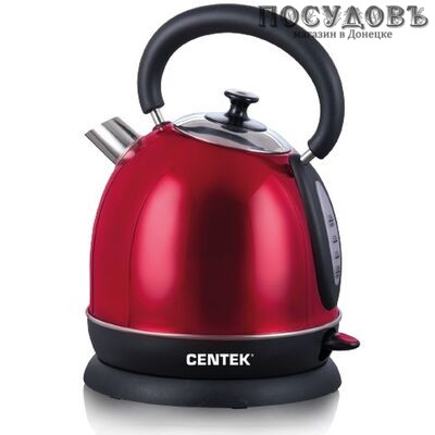 Centek CT-1078 электрочайник, 2200 Вт, 2000 мл, сталь нержавеющая, цвет красный глянец