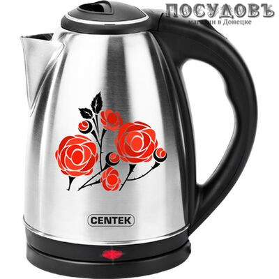 Centek Rose CT-1068 электрочайник, 2000 Вт, 2000 мл, сталь нержавеющая, светодиод, терморисунок