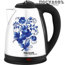 WillMark WEK-1801GZ электрочайник, 1800 Вт, 1800 мл, сталь нержавеющая, цвет серебристый с рисунком