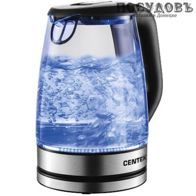 Centek CT-0057 электрочайник, 2200 Вт, 2000 мл, стекло термостойкое, внутренняя подсветка, цвет черный