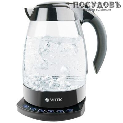 Vitek VT-1113 электрочайник, 2200 Вт, 1700 мл, стекло термостойкое, подсветка, цвет черный