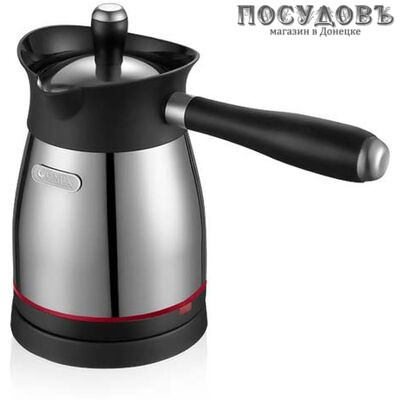Centek CT-1080 SS турка электрическая с крышкой, 480 Вт, 500 мл, съемная ручка, цвет серебристый