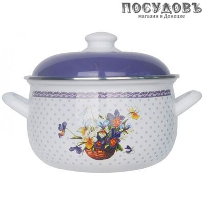 Avsar Fleur A02-05 кастрюля 6,2 л, сталь эмалированная, Ø240 мм, однослойное дно, Турция