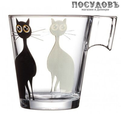 Luminarc Mistigri G4580 кружка, 220 мл, стекло упрочненное, прозрачный с рисунком, Франция