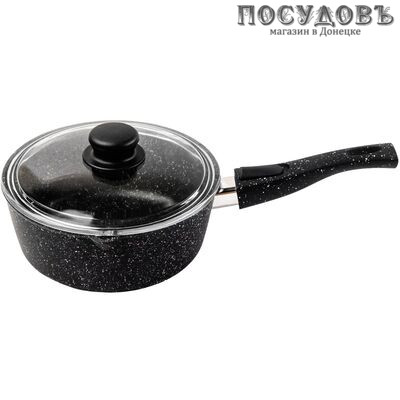 Горница Гранит кш2013аг ковш с крышкой 2,0 л, Ø200 мм, алюминий литой, гранитное покрытие Pfluon 3 слоя, съемная ручка