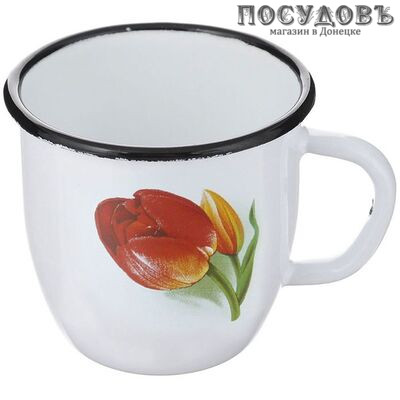 ЛЗЭП С-0102/4 Ласковый май кружка 0,25 л, белый с рисунком, сталь эмалированная, Ø70 мм, 1 шт.