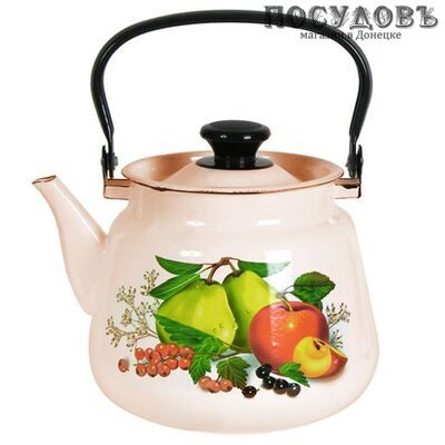КМК 43504-132/6 чайник объемом 3,50 л, сталь эмалированная, цвет: бежевый с рисунком, стальная эмалированная ручка, Россия 1 шт