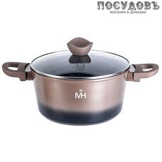 MercuryHaus MC-1788 кастрюля с крышкой 2,3 л, Ø200 мм, алюминий литой, мраморное покрытие