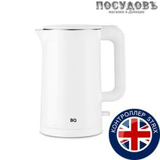 BQ KT1707P электрочайник, 2200 Вт, 1700 мл, двойной нержавейка/пластик, белый