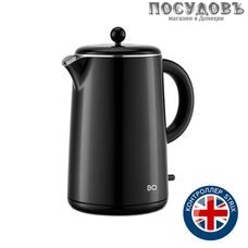 BQ KT1722S электрочайник, 2200 Вт, 1500 мл, двойной нержавейка/пластик, черный