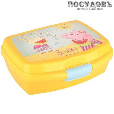 Коралл Свинка Пеппа-2 PLC-0193 ланч-бокс, полипропилен, 170×140×65 мм, 550 мл, желтый