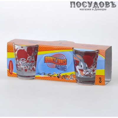 Pasabahce Bugs Bunny 42874B/D, стакан низкий 180 мл, стекло, в упаковке 3 шт.
