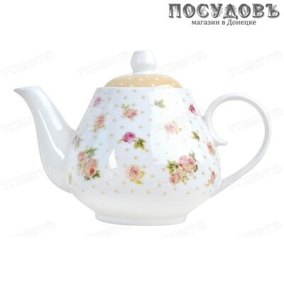 Коралл HYC009/600 чайник заварочный белый с рисунком Шебби, фарфор, 600 мл
