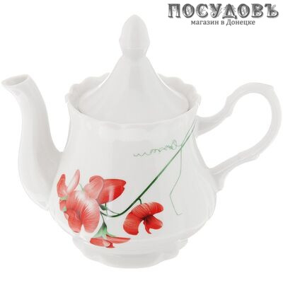 Добрушский фарфор 5С0126Ф34 чайник заварочный белый с рисунком Рубин, фарфор, 800 мл