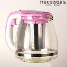 Pasabahce JMHA080B чайник заварочный с фильтром бело-розовый, стекло, 1100 мл