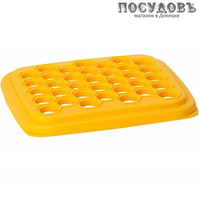 IDEA М1205 квадратная форма для 35 пельменей, 255×30×28 мм, полистирол, желтый цвет, Россия, в упаковке 1 шт.