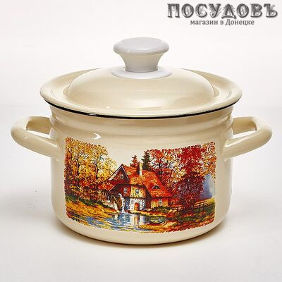 КМК Старая мельница 41704-102/6 кастрюля с крышкой 2,0 л, Ø180 мм, сталь эмалированная, цвет слоновой кости