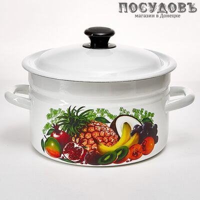 КМК Эквадор 41804-162/6 кастрюля с крышкой 5,0 л, сталь эмалированная, цвет белый