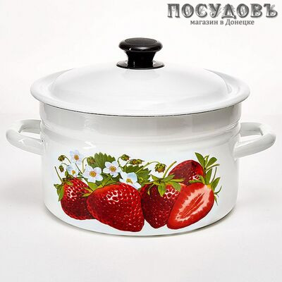 КМК Садовая клубника 41804-162/6-У4-СА кастрюля с крышкой 5,0 л, сталь эмалированная, цвет белый