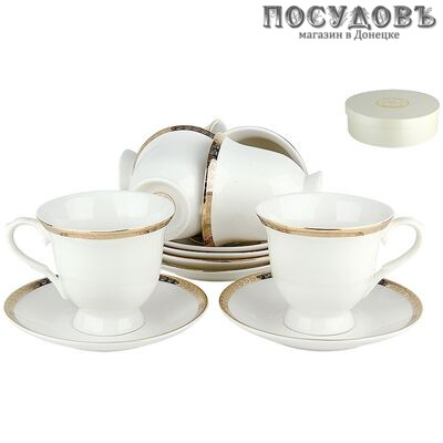 Коралл Золотой Лёд VZLC8 набор чайный, фарфор, в подарочной упаковке 12 пр.