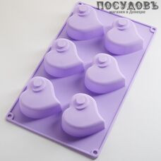 Webber Сердечки AK-6174S форма для выпечки, 6 формочек, силикон, 285×165×33 мм, цвет фиолетовый