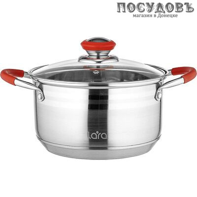 LARA Лондон LR02-763 кастрюля с крышкой 4,1 л, Ø220 мм, сталь нержавеющая AISI 201, капсульное дно
