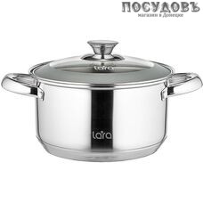 LARA Чикаго LR02-773 кастрюля с крышкой 3,4 л, Ø200 мм, сталь нержавеющая AISI 201, капсульное дно