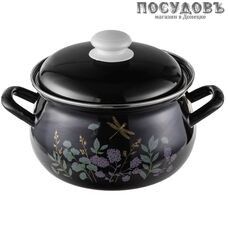 HITT Botanica С-3915АП2/8ЧрДТ кастрюля с крышкой 4,5 л, Ø240 мм, сталь эмалированная HITT Botanica С-3915АП2/8ЧрДТ кастрюля с крышкой 4,5 л, Ø240 мм, сталь эмалированная