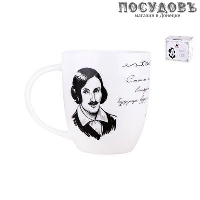 Quinsberry Золотой век. Гоголь Н.В. YQ2118-14M кружка, 420 мл, фарфор, в подарочной упаковке 1 шт.