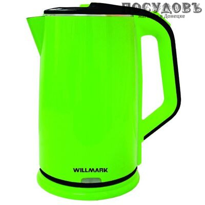 WillMark WEK-2012PS G/B электрочайник, 2000 Вт, 2000 мл, двойной нержавейка/пластик, зеленый с черным