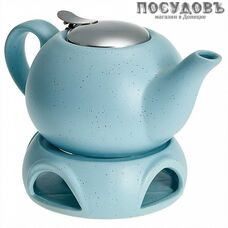 Rosario Ф19-065R чайник заварочный с фильтром и подставкой, керамика, 750 мл, голубой