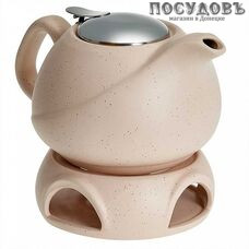 Rosario Ф19-064R чайник заварочный с фильтром и подставкой, керамика, 800 мл, розовый