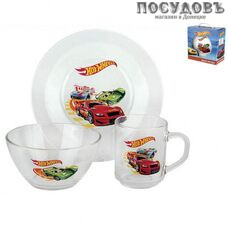 Priority Hot Wheels КРС-1230 набор детской посуды, стекло, в подарочной упаковке 3 пр.