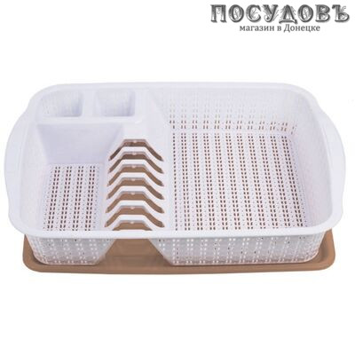 Starplast 94039 сушилка для посуды с поддоном, полипропилен, 400×300×80 мм, цвет бежевый, Азербайджан, 2 пр.