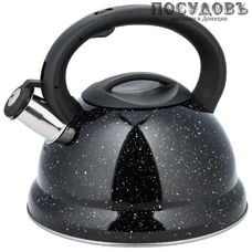 KING Hoff KH-3788 чайник со свистком, 2,7 л, сталь нержавеющая, цвет: черный мрамор