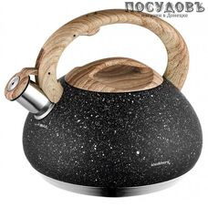 Klausberg KB-7279 чайник со свистком, 2,7 л, сталь нержавеющая, цвет: черный гранит