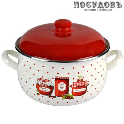Avsar 12347 кастрюля с крышкой 5,1 л, Ø220 мм, сталь эмалированная, однослойное дно