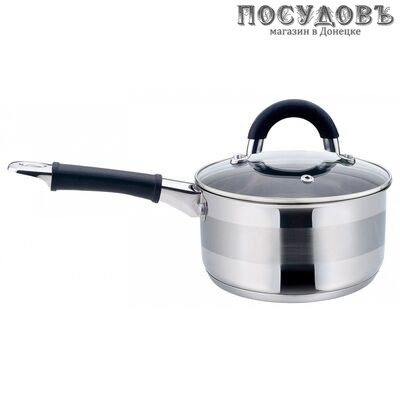 KING Hoff KH-1256 ковш с крышкой 2,1 л, сталь нержавеющая, Ø180 мм, многослойное дно, 2 пр.