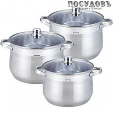 Klausberg KB-7177/4311 набор кастрюль 7,0; 8,6; 10,7 л с крышками, сталь нержавеющая, 6 пр.