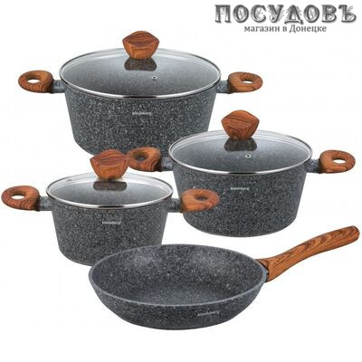 Klausberg KB-7240 набор посуды для приготовления, 3 кастрюли с крышками, сковорода, алюминий литой, 7 пр.