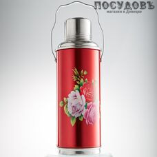 Webber 22012/1 термос, колба стеклянная 1200 мл, корпус сталь красный с рисунком